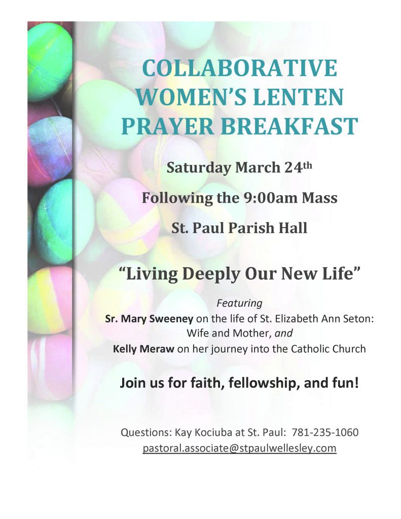 Collaborative Women’s Lenten Prayer Breakfast This Saturday, March 24